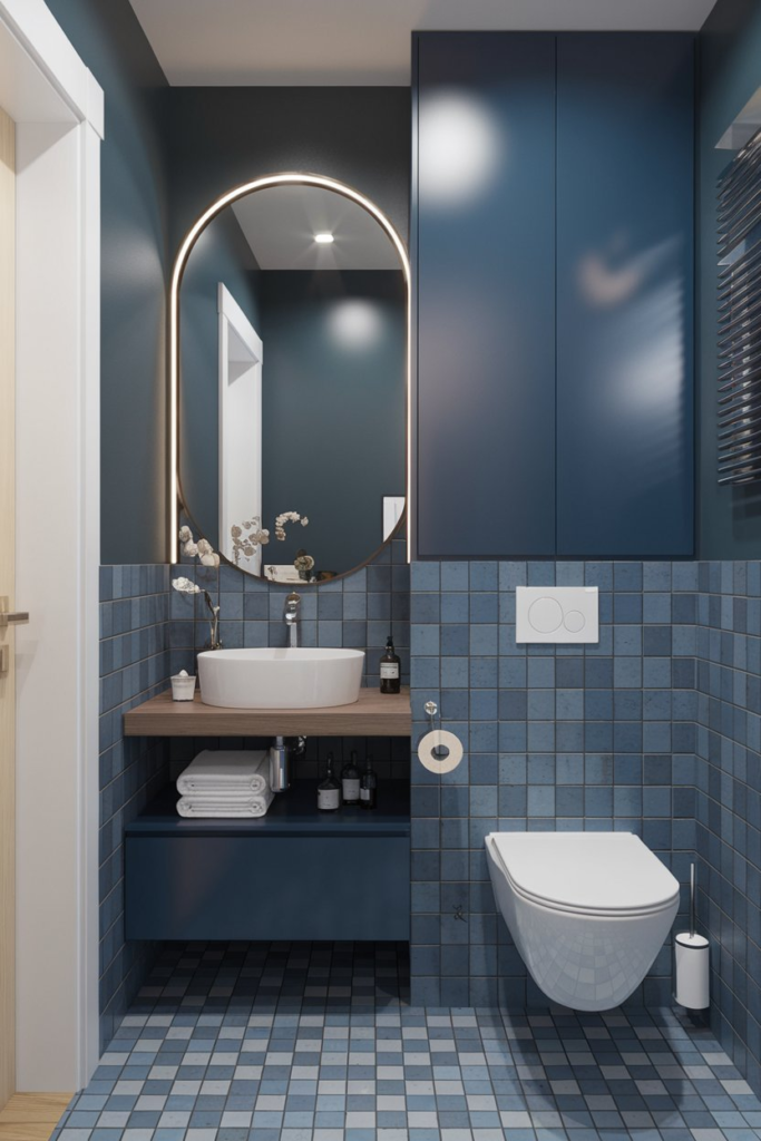 Glossy tiles and metallic accents