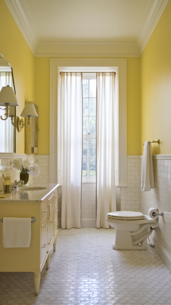 Wooden accents in bathroom