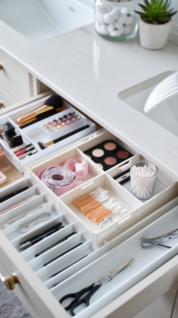 Drawer organizer on countertop
