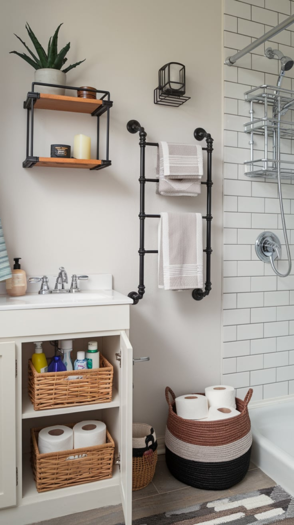 Labeled bathroom containers