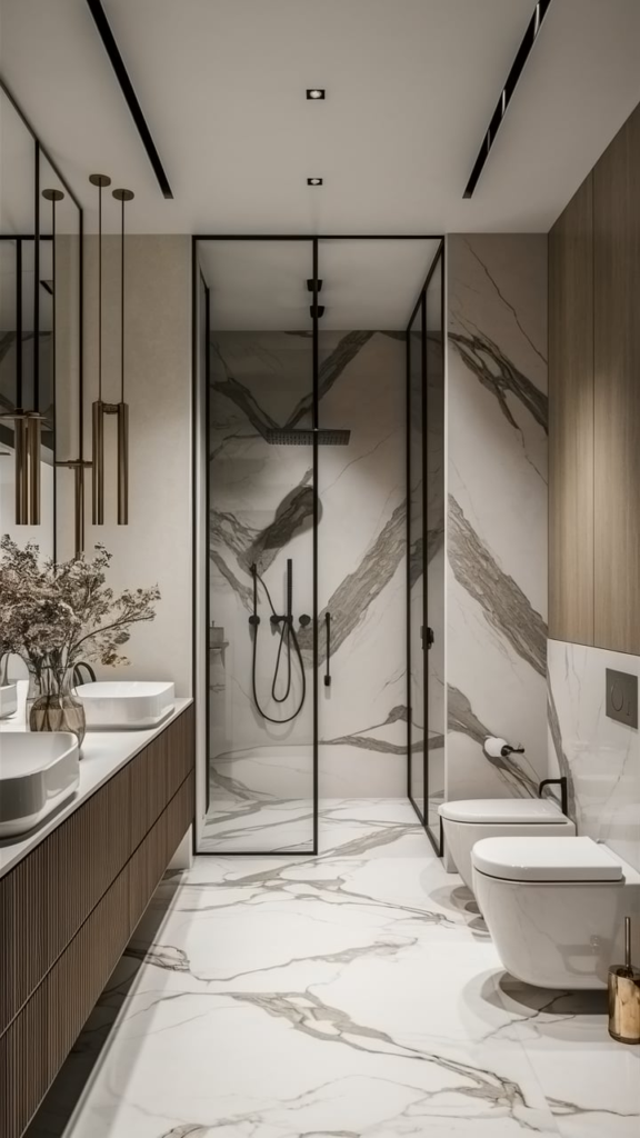 Apothecary jars on bathroom countertop