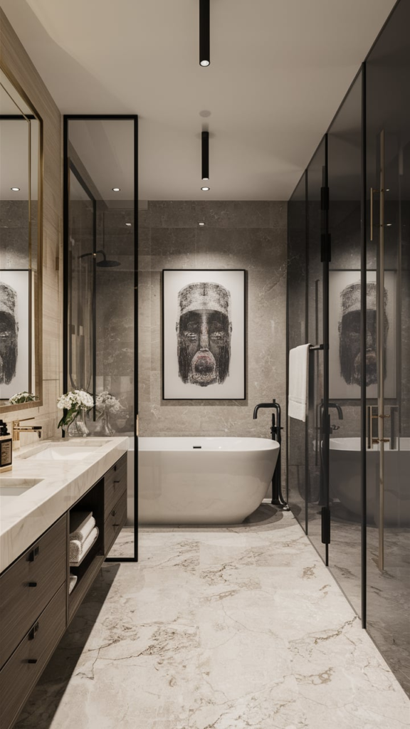 Large canvas in bathroom