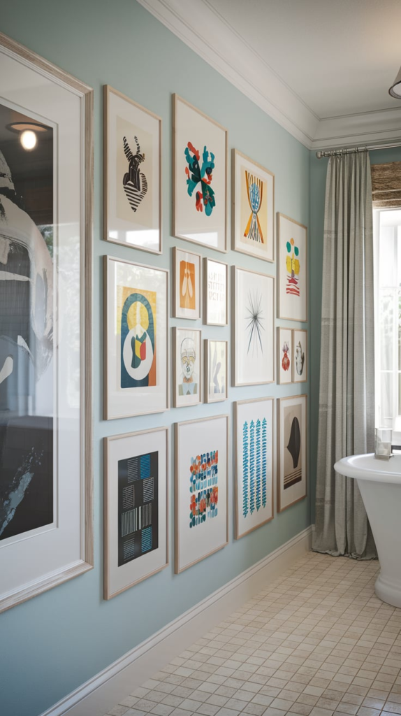 Typography art in bathroom