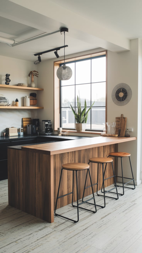 T-shaped kitchen bar island