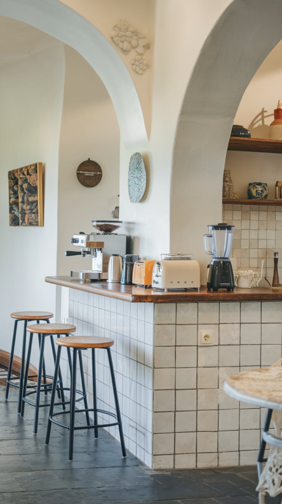 Kitchen bar with statement lighting