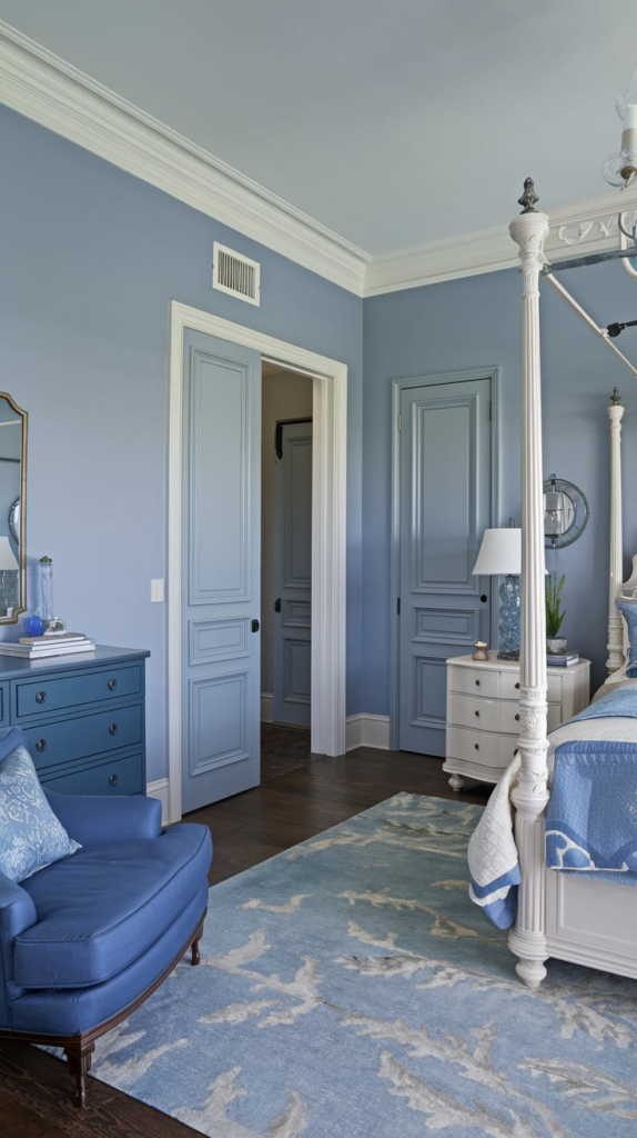 French blue canopy bed
