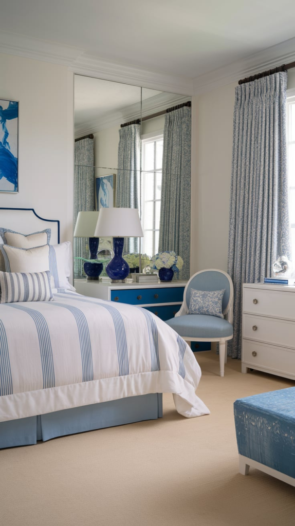 Gallery wall with French blue frames