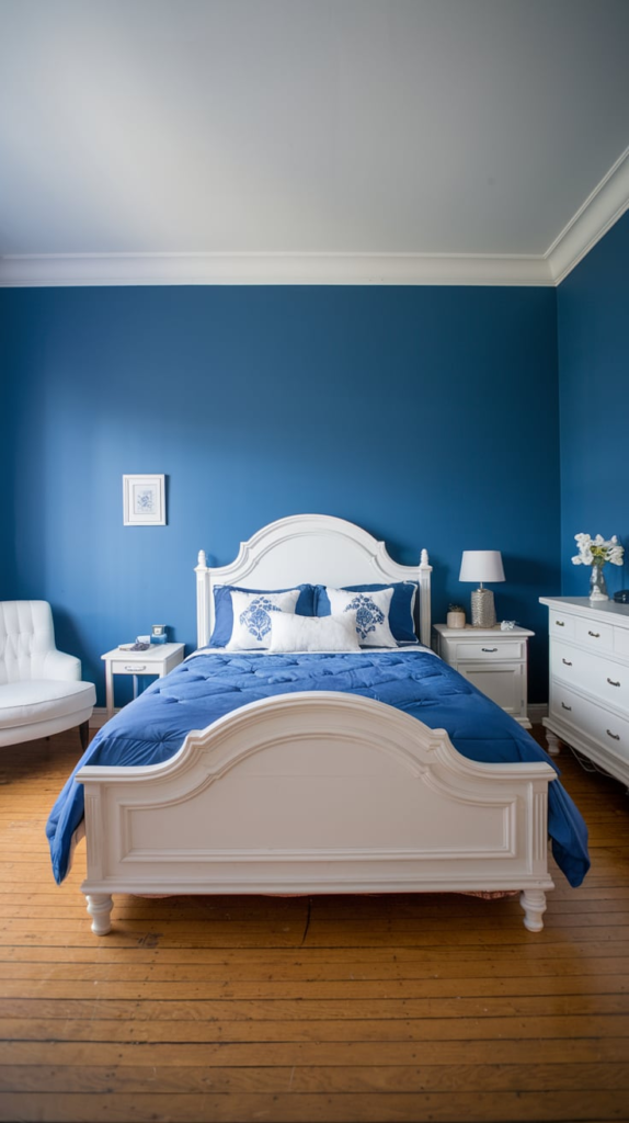 French blue curtains