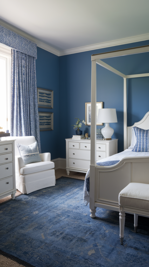 Elegant French blue bedroom