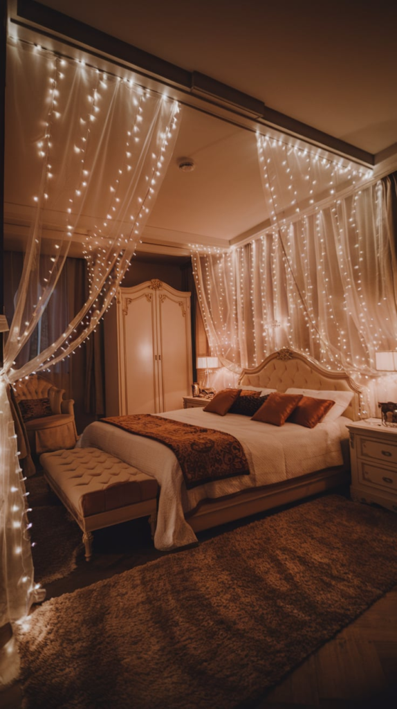 Fairy lights with macramé wall hanging