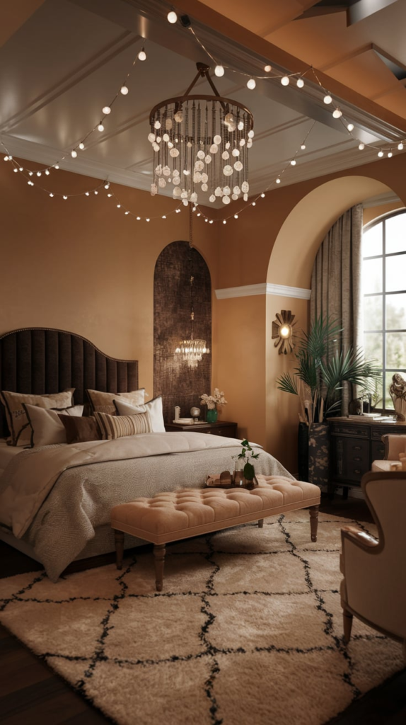 Fairy lights framing a mirror