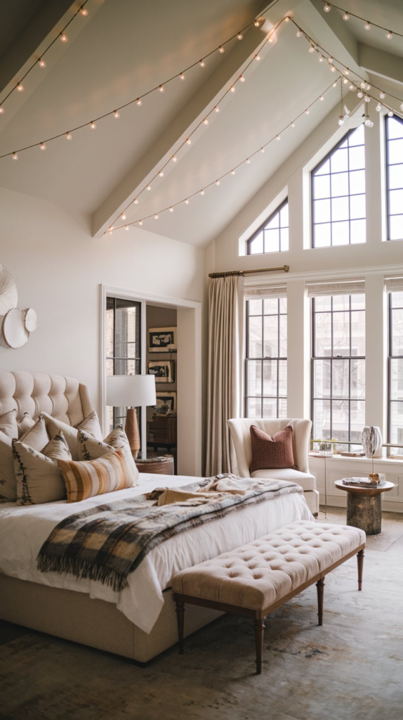 Fairy lights framing window