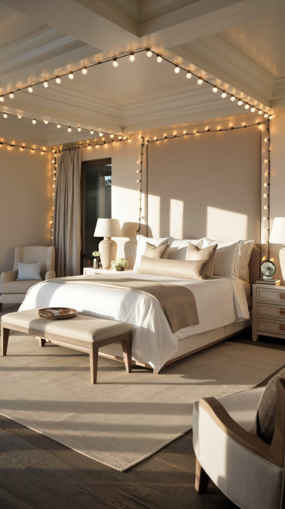 Fairy lights with plants