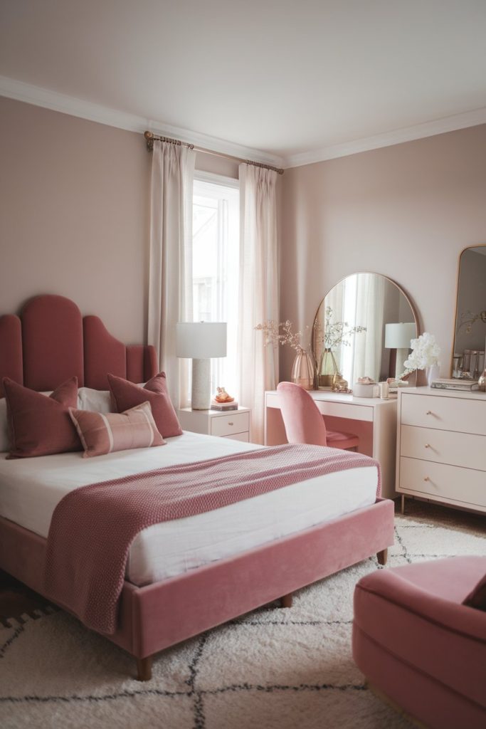 Geometric dusty pink rug