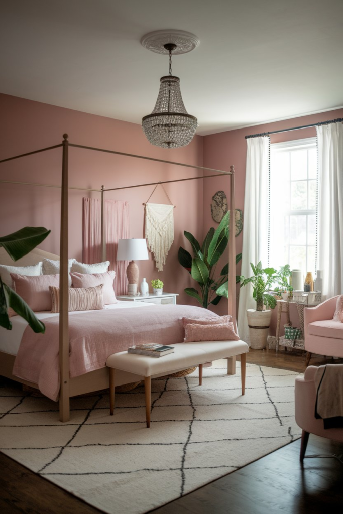 Dusty pink accent wall