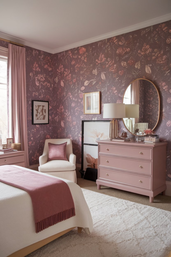 Natural wood with dusty pink