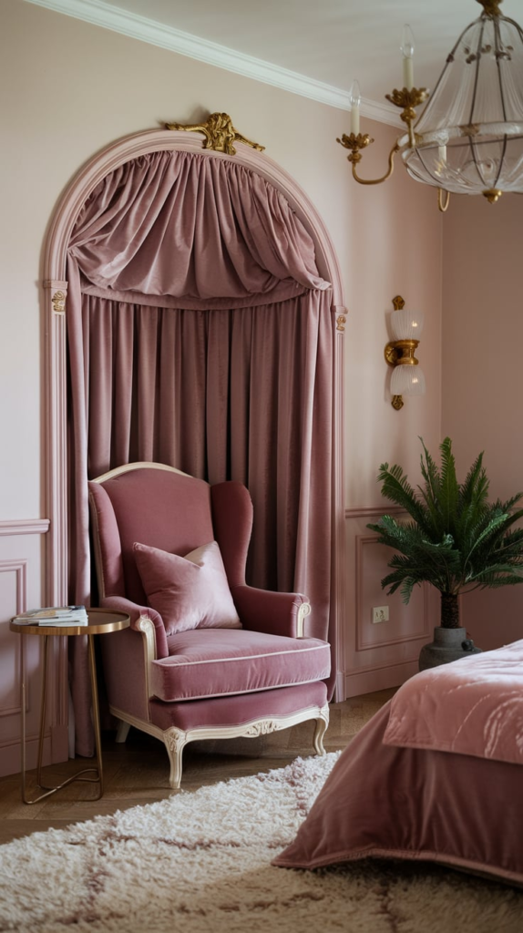 Cozy dusty pink bedroom