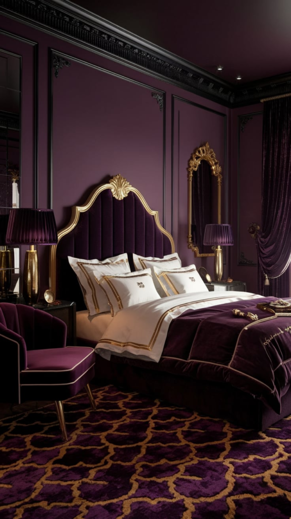 Elegant chandelier in bedroom