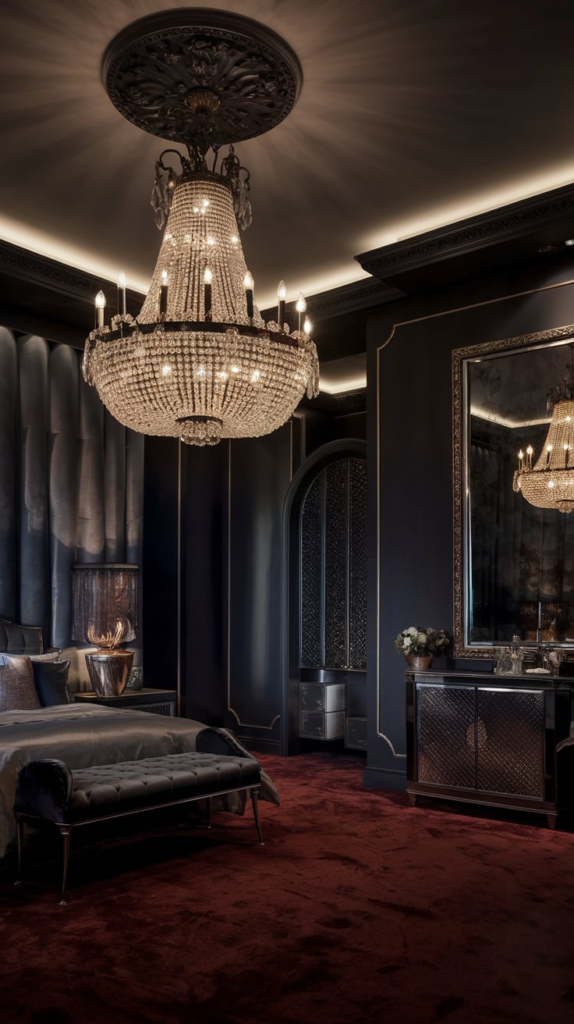 Dark romantic bedroom retreat