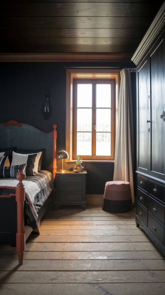 Black Wall Art with Rust Accents