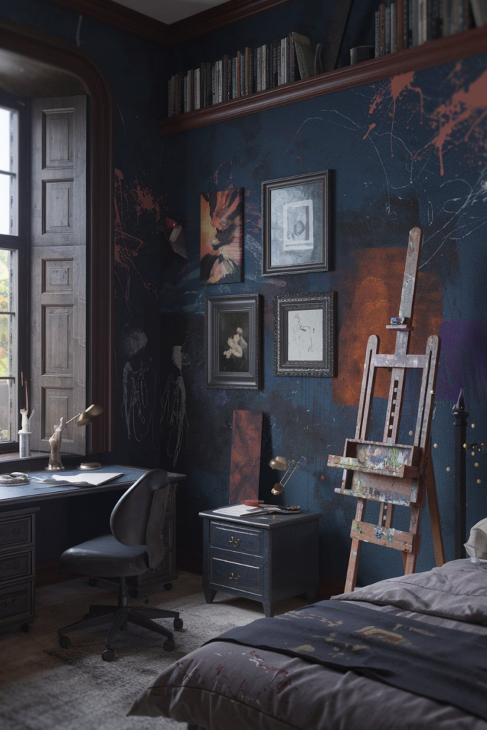 Rust Bedding with Black Wicker Furniture