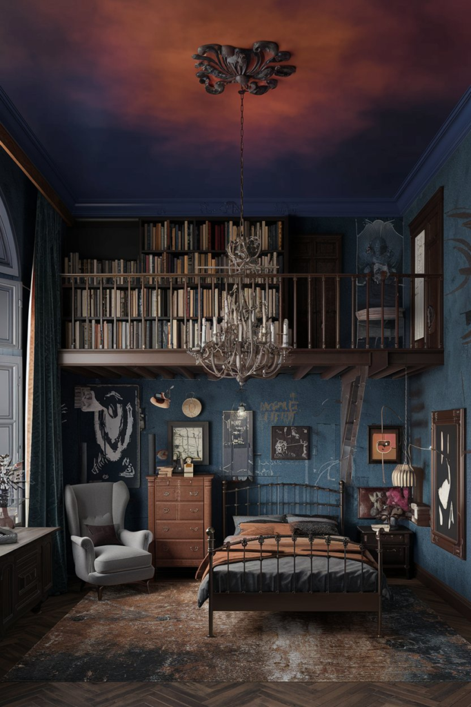 Scandinavian Black and Rust Bedroom