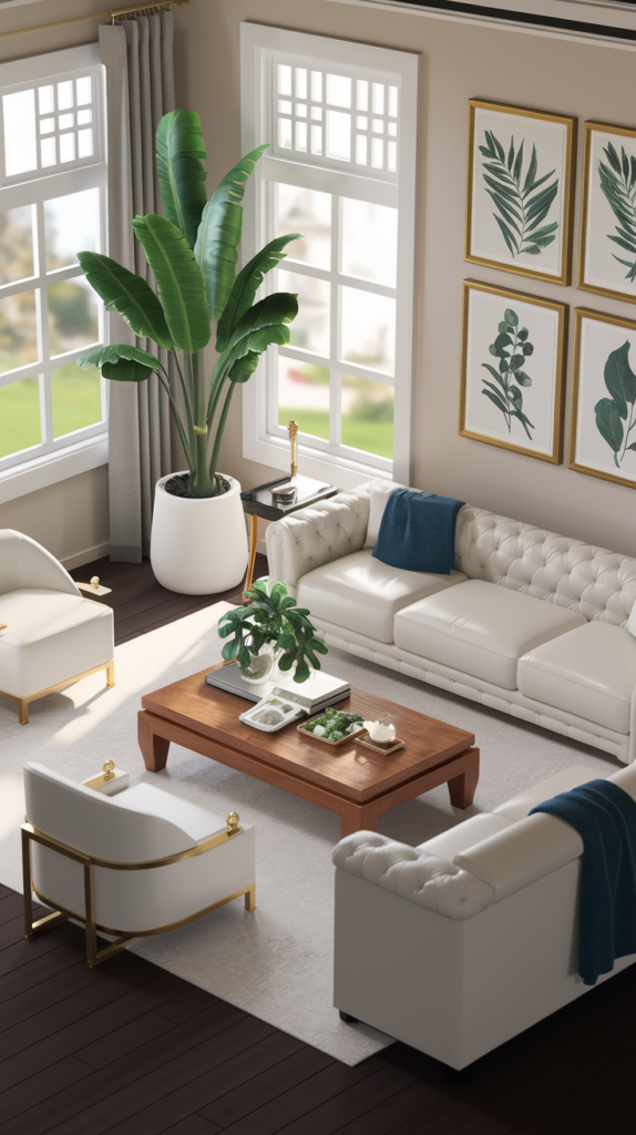 Layered lighting in living room