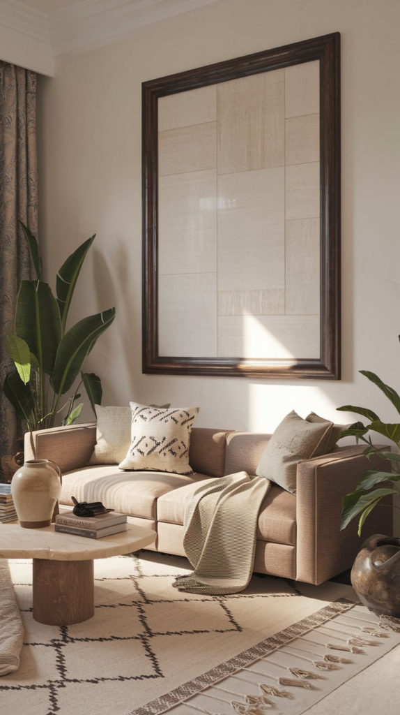 Open shelving in living room
