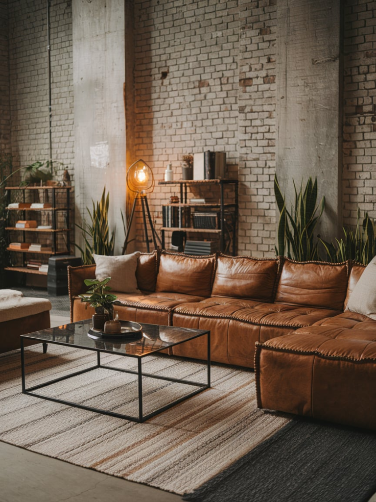 Mid-Century Modern Leather Sofa