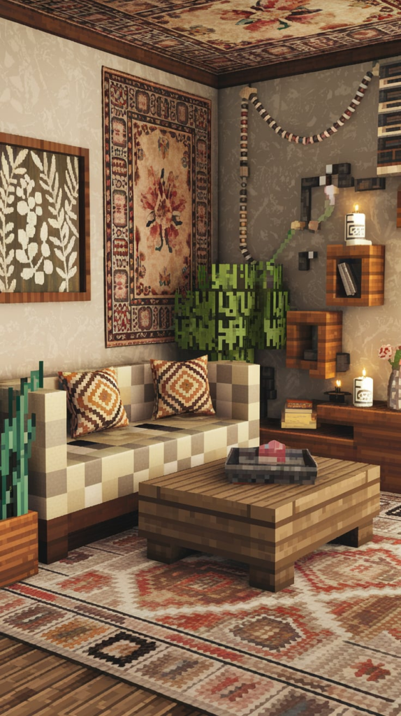 Multi-Level Minecraft Living Room