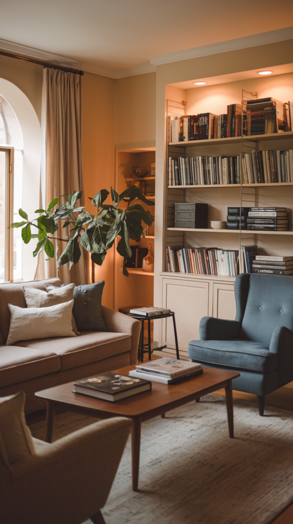 Living room with warm color palette
