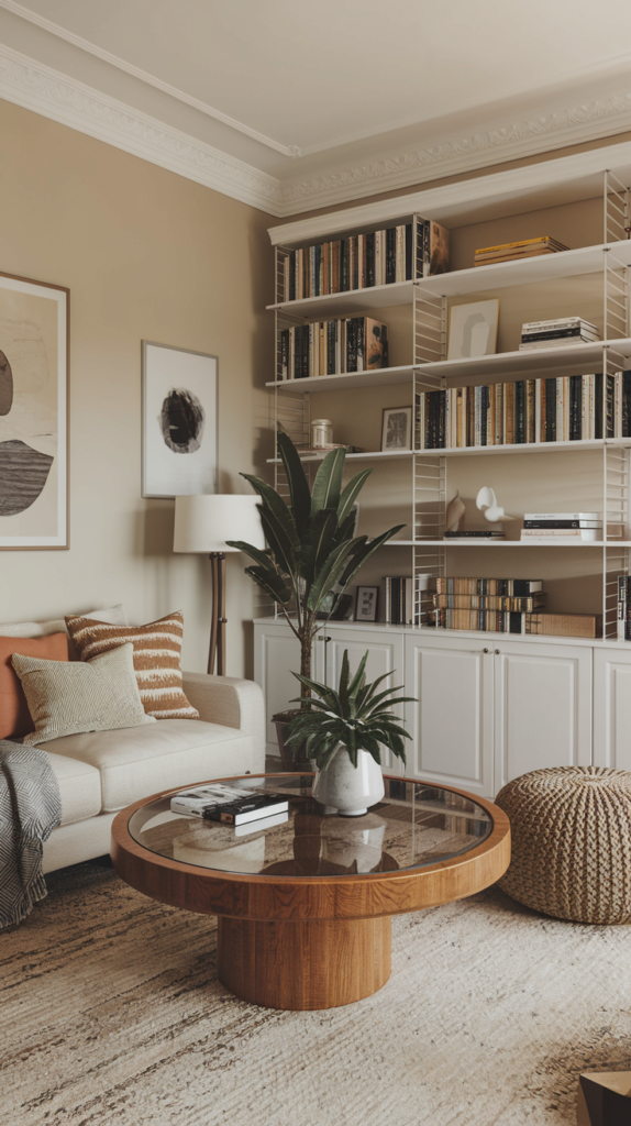 Layered rugs in living room
