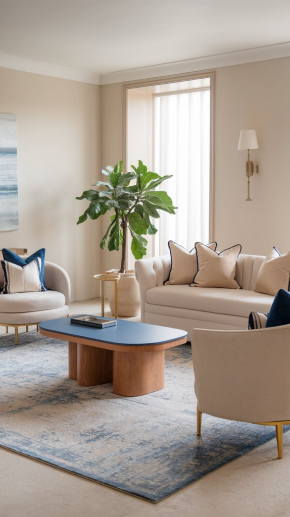 Soft curtains in living room