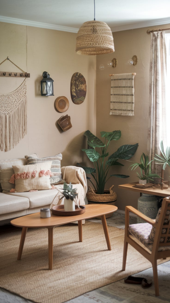Floating shelves with eclectic decor