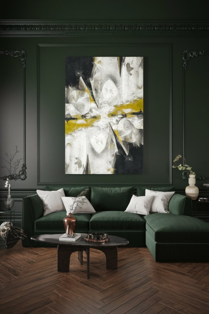 Industrial living room with brown leather furniture and green plants