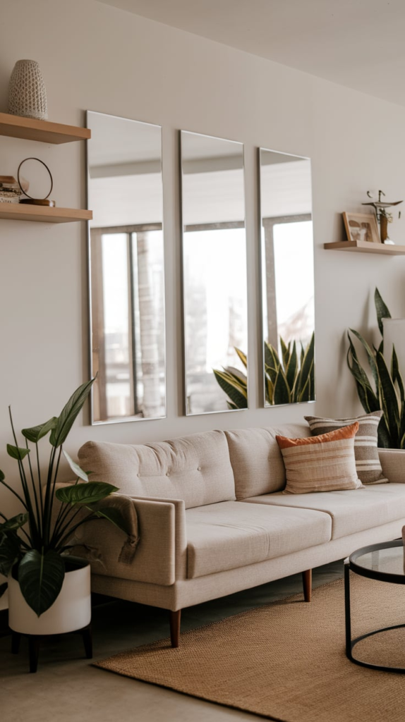 Large clock behind couch