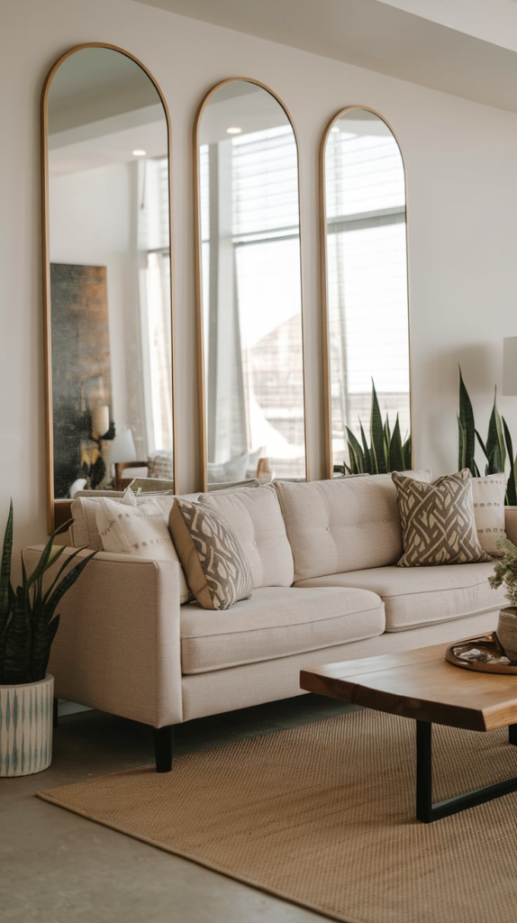 Wallpaper behind couch