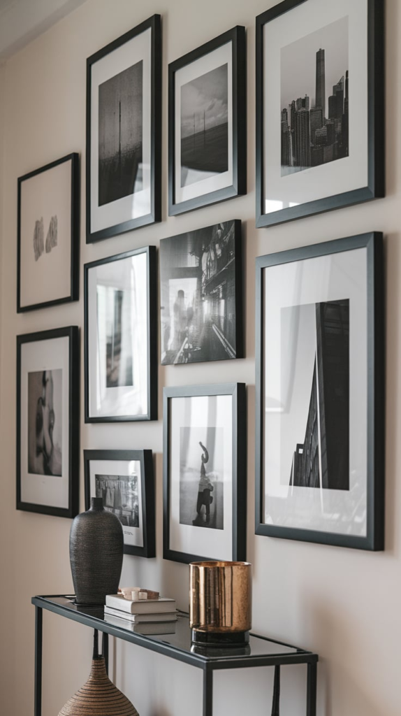 Vertical garden behind couch