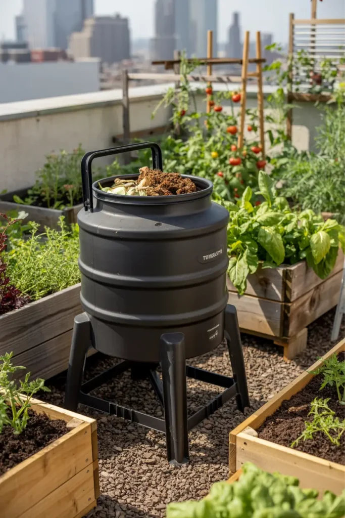 Small compost bin on rooftop