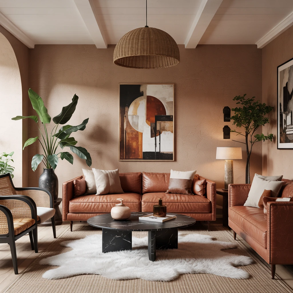 Textured organic modern living room