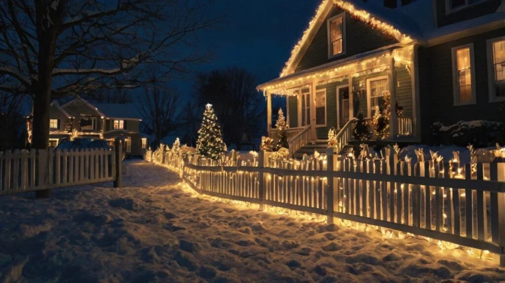 Decorate Fence Lines with Icicle and Garland Lights