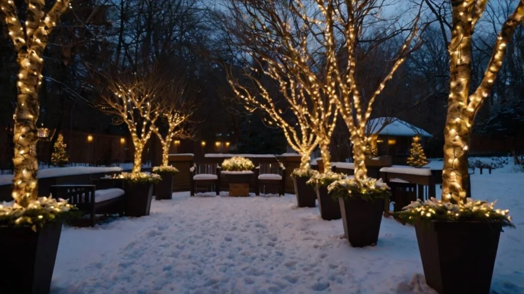 Wrap Garden Planters with Twinkling Lights