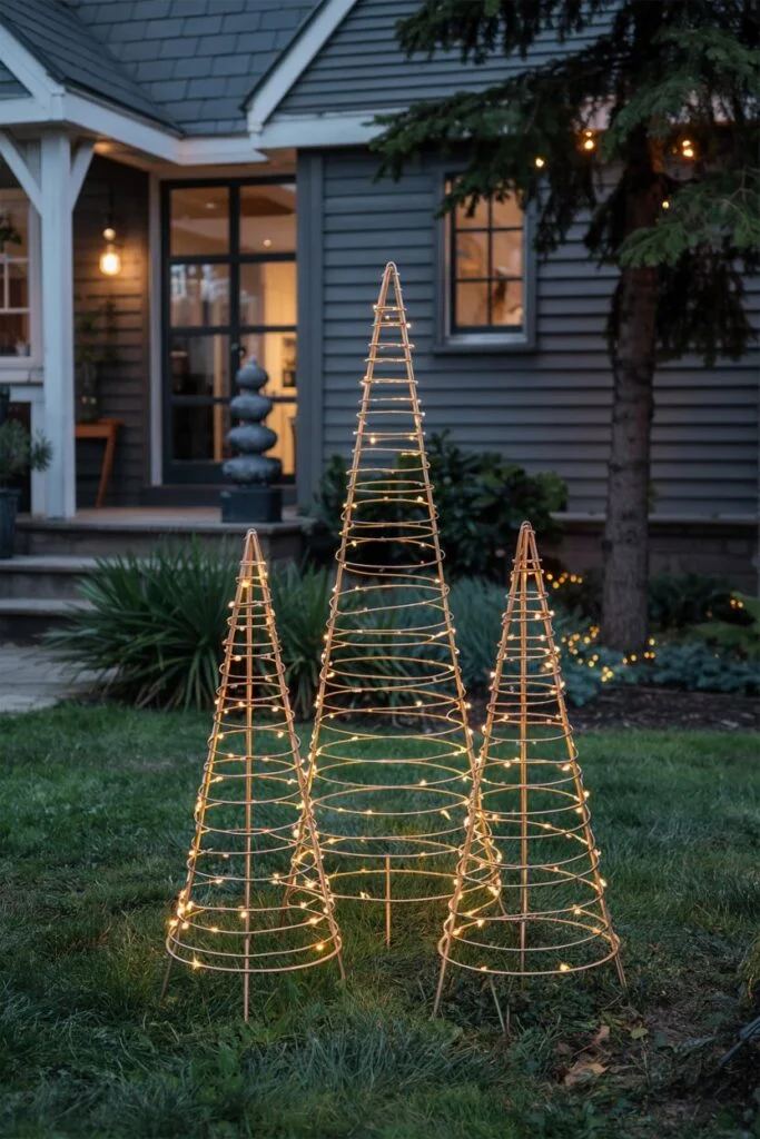 Outdoor Lit Wire Cones
