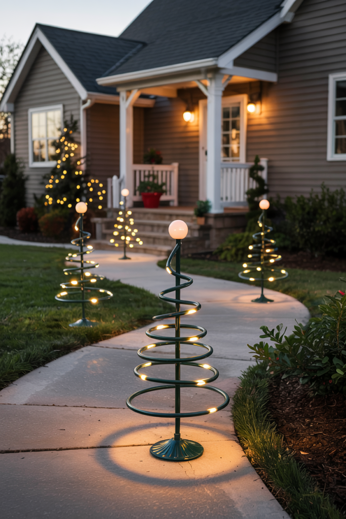 Outdoor Spiral Tree Pathway Light Set