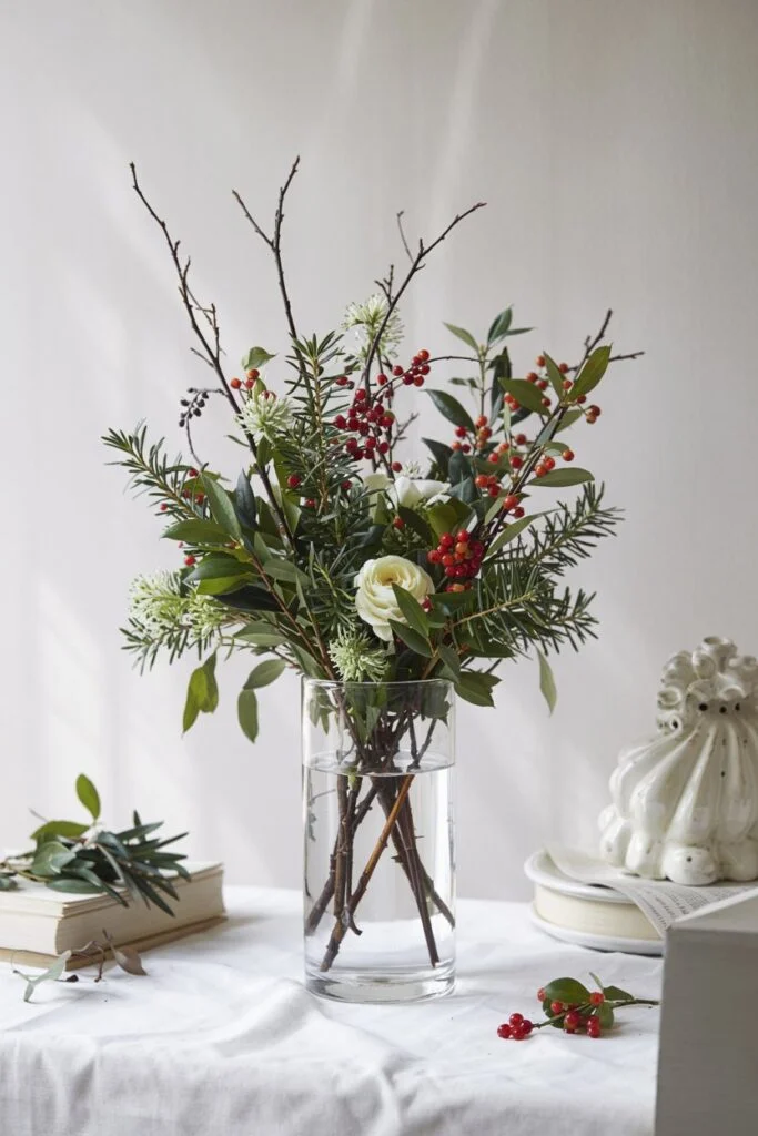 Winter Berry Branches in Vase