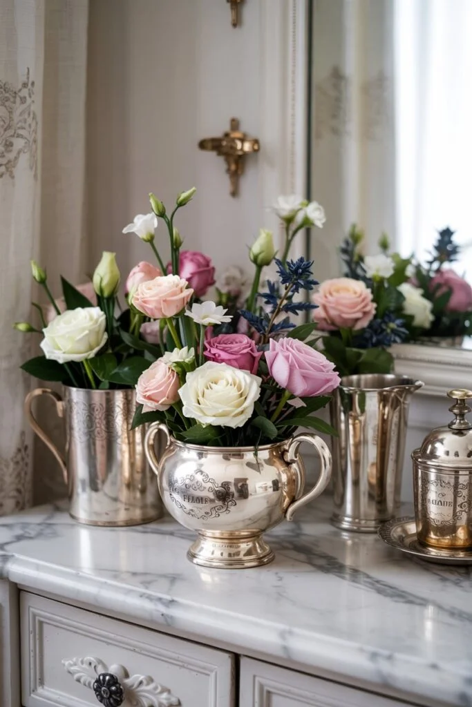 Heirloom Silver Vase Floral Arrangement
