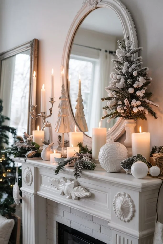 White Winter Mantel Elegance