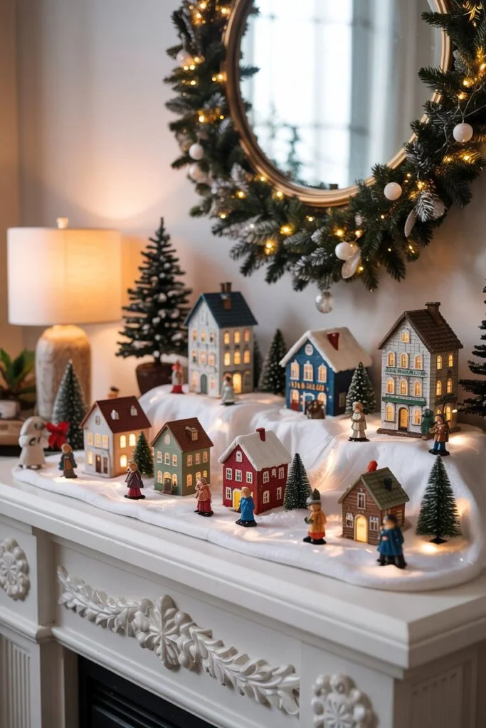 Winter Village Mantel Display