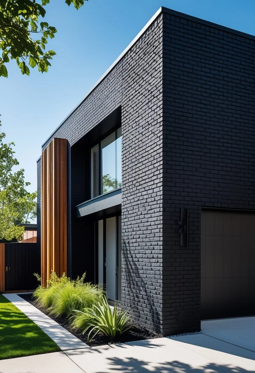 Black painted brick exterior