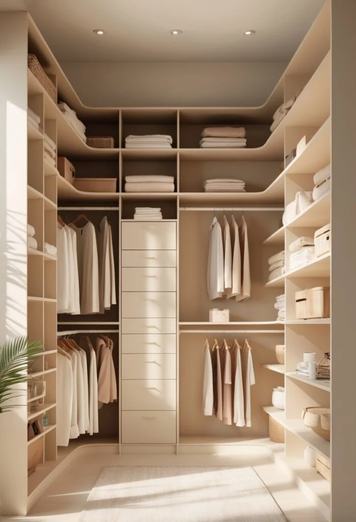 Soft beige closet walls